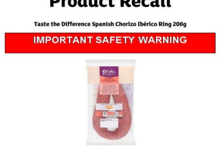 Sainsbury’s recalls Taste the Difference Spanish Chorizo Iberico Ring because of possible contamination with Listeria monocytogenes