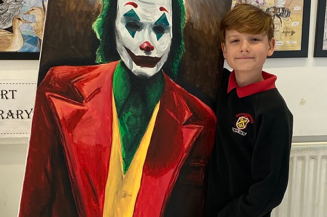George Carmichael from John Kyrle High School has dedicated hours to crafting a new masterpiece, a portrait of the Joker as portrayed by Joaquin Phoenix