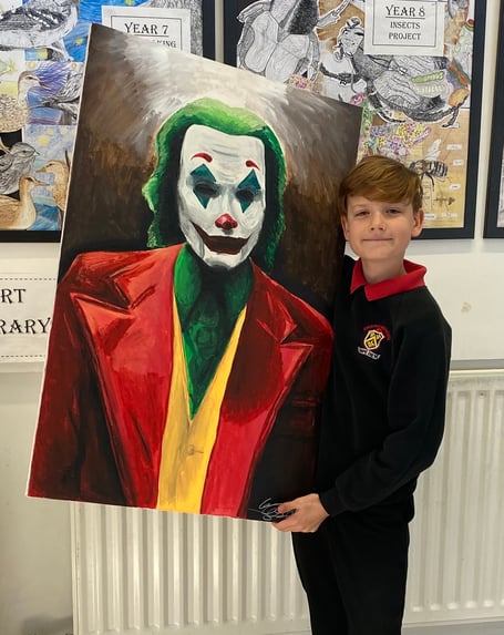George Carmichael from John Kyrle High School has dedicated hours to crafting a new masterpiece, a portrait of the Joker as portrayed by Joaquin Phoenix