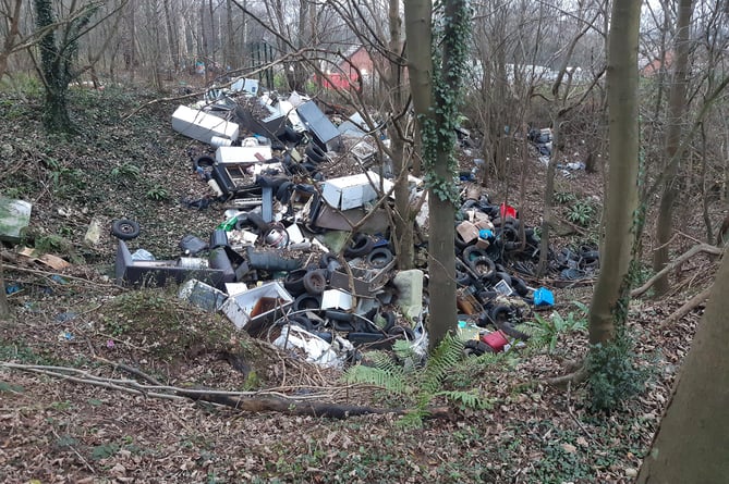 Rubbish found dumped in the woodland