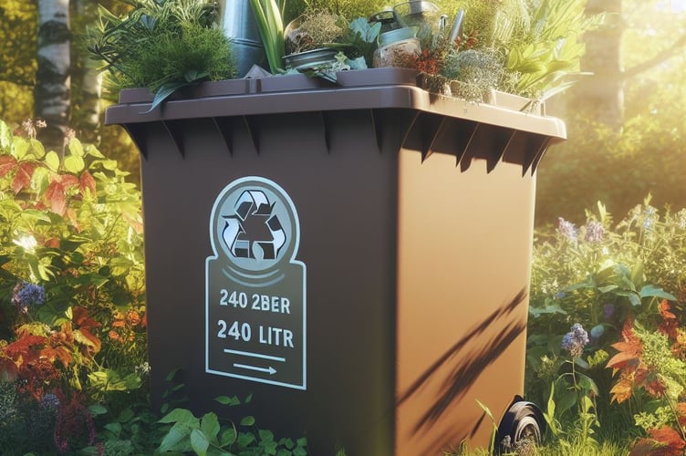 Brown recycling bin