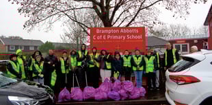 John Kyrle High School litter pickers brave the weather