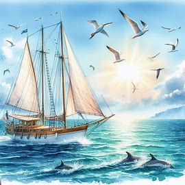 Generic boat on open sea 
