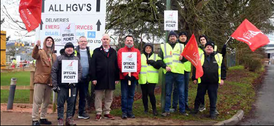 Workers on strike at Suntory Factory, Coleford