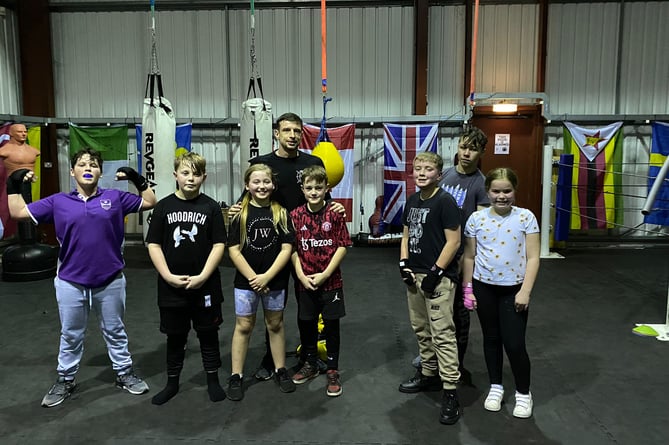 Youngsters with coach Alex Gethin at Monmouth Boxing Club 