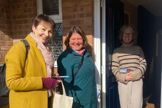 Caroline Lucas MP and Ellie Chowns canvassing at the weekend