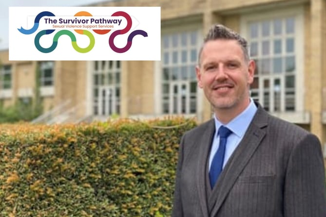 PCC John Champion and the logo for The Survivor Pathway service