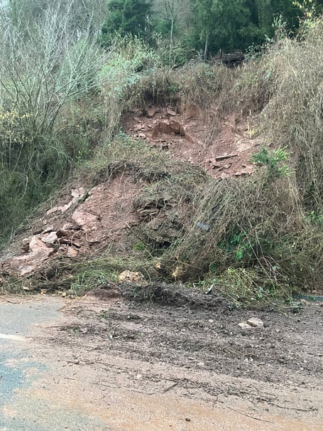 A landslide closed the A40 near Monmouth on Friday, February 9, after heavy rain in south Wales
