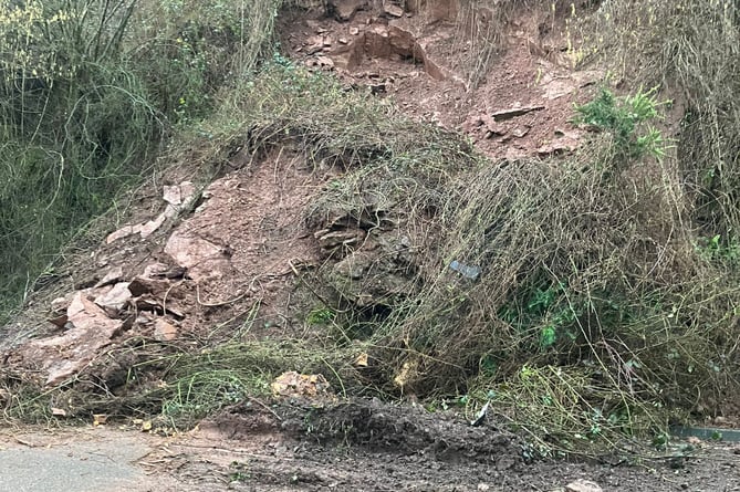 A landslide closed the A40 near Monmouth on Friday, February 9, after heavy rain in south Wales