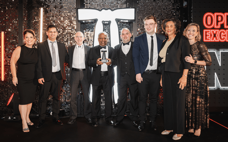At the award ceremony (l-r) Lucy Taylor, Tanuj Sharma, Andy Chambers, Gerard Nicholas, David Heath, George Pritchard, Martina Nicholas, Meghan Farren. .png