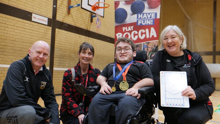 Adam Beard, Cllr Dale, Archie and his mum Anna