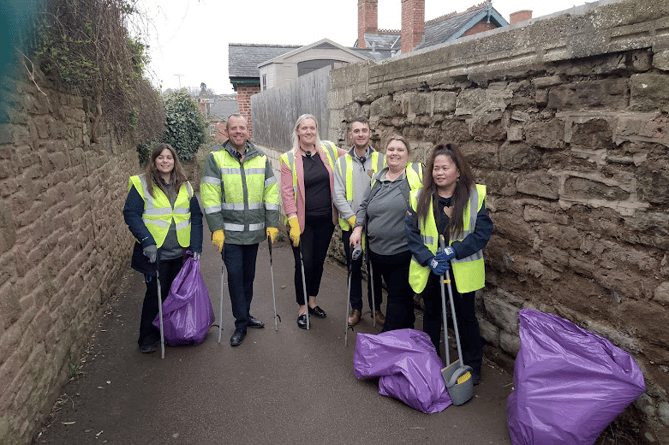 Ross-on-Wye Morrisons staff participating in a litter pick