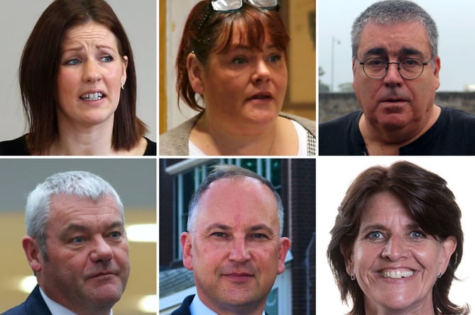 Campaigners Angeline Logan of A Common Bond, Liz Anstey, and Eddy Parkinson of Stolen Childhood (Herefordshire), and bottom row, the council\'s chief executive
