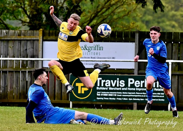 Kyle Taylor scored a hat-trick for Newent. Photo: Helen Warwick Photography