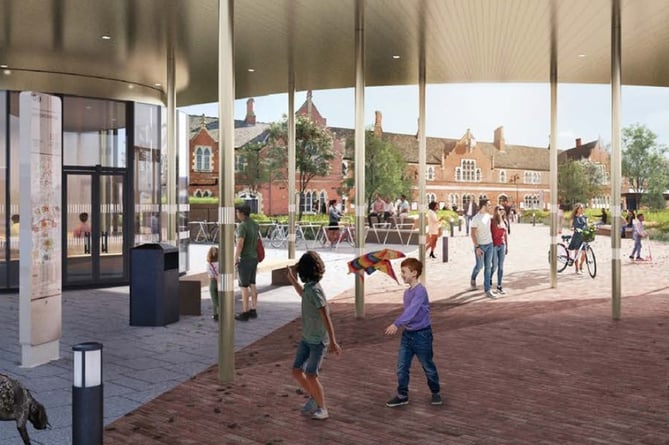 An illustration of the planned new bus shelter at the Hereford Station Transport Hub (from Herefordshire Council)