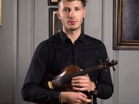 International violinist at music concert