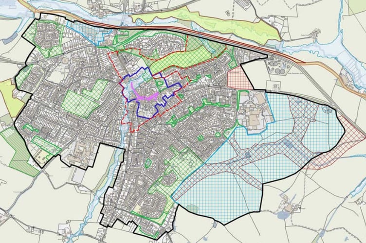 A map of Newent housing