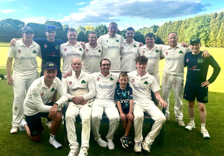 Aston Ingham CC celebrate reaching the last 16 of the National Village Cup