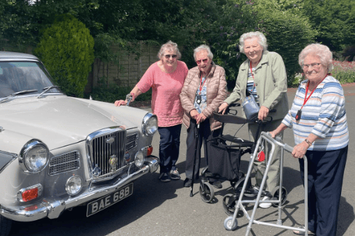 Classic car and care home residents