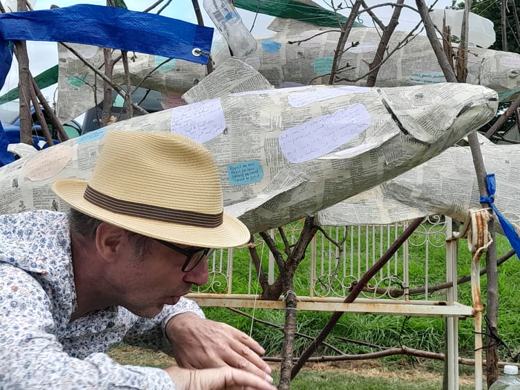 John swimming with salmon