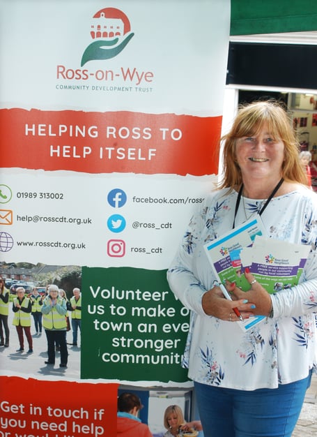 Volunteer with poster