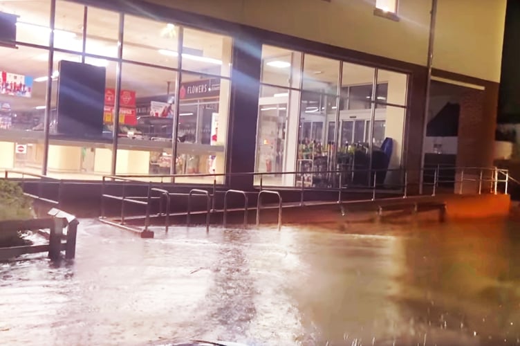 Flooding outside Aldi store