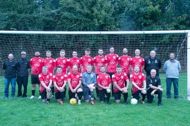 Longhope: Back: James Barnes and John Pritchard, of sponsors The Meat Hut,  Joe Howard, Tom Evans, Josh Ridler, Geraint Williams, Harry Daunter, Luke Barnes, Ben Andrews, Ricky May, James Purshouse, Bob Cinderey Vice-Chairman, Phil Hodges Chairman. Front: 
Simon Harris, Daniel Morgan, Dwane Morris (Captain), Matty Hill, Floran Crainic, Rufat Dida, Robbie Clark, Steve Salmon (Manager) 