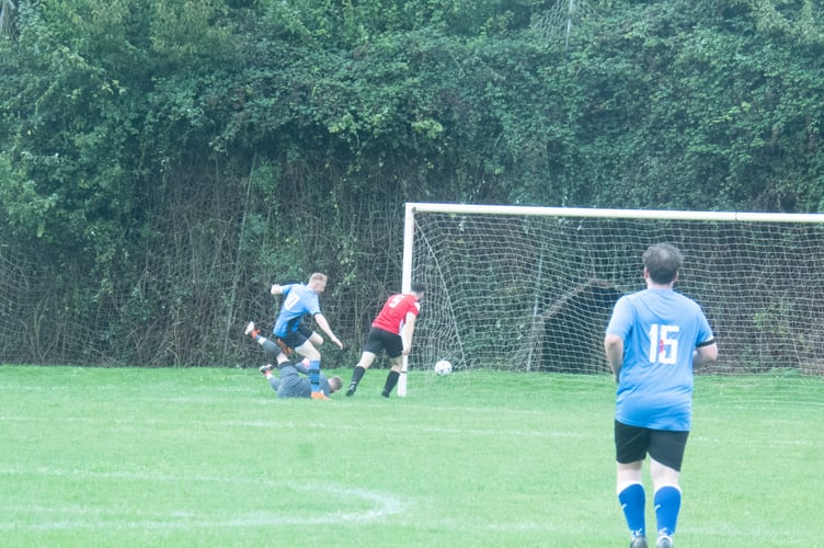 Thomas Maxted scores Redbrook's opener.