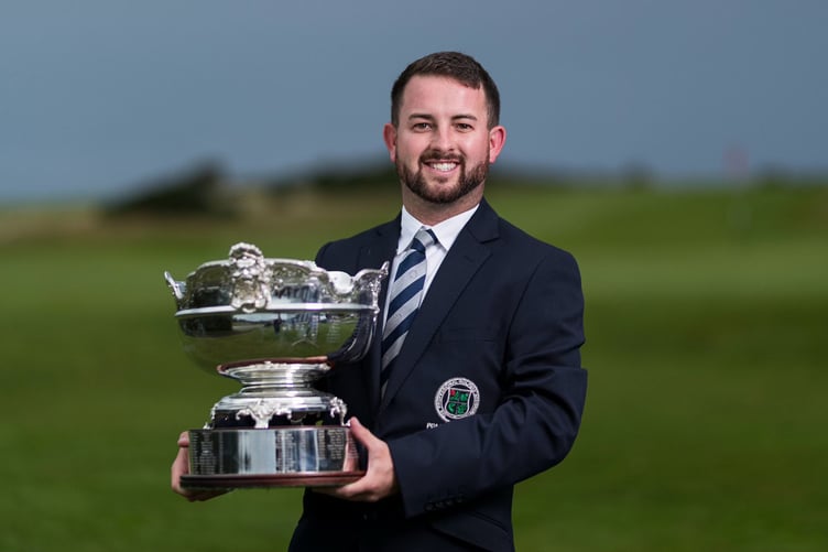 Zach Galliford with the Welsh PGA Championship trophy