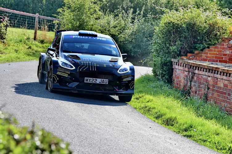 Callum Black and Jack Morton on their way to victory in the Hills Ford Stages