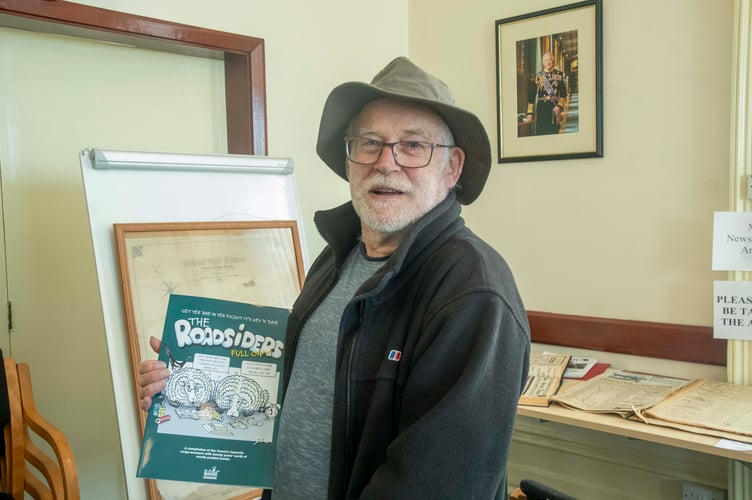 Robin Phelps, one of the authors of the popular Roadsiders Forest humour books at the Cinderford memorabilia day.