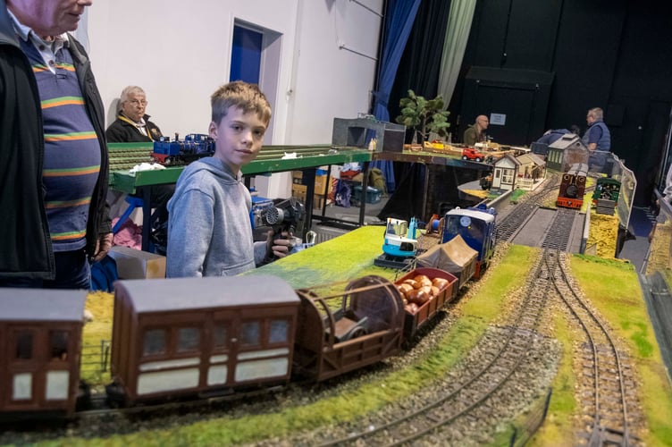 Charlie Barnley from the Forest of Dean club wiuth a live steam layout.