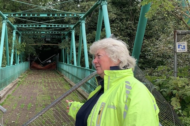 Cllr Lucas at the closed Inglis Bridge