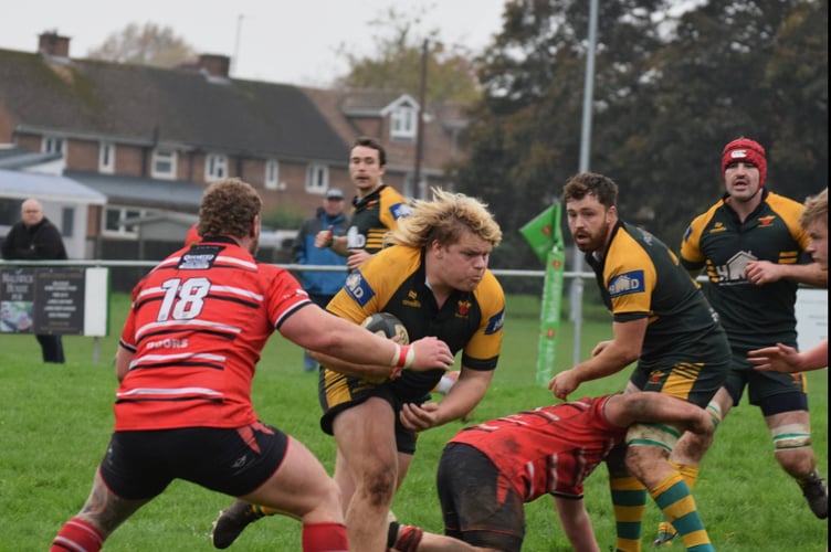 Ethan White was among the scorers for Newent. Picture: Georgina Gardner.