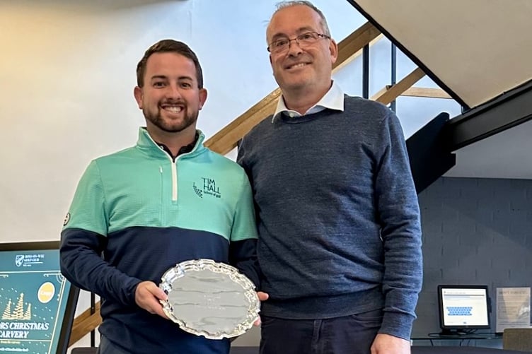 Zach Galliford was presented with a silver salver by Ross men's captain Mark Whitmore in honour of how Welsh PGA title.