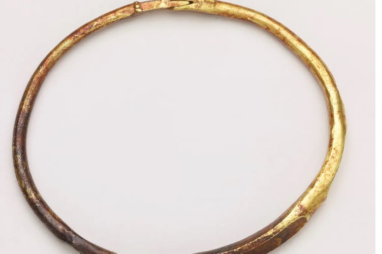 A gold bracelet found with the Herefordshire Viking Hoard