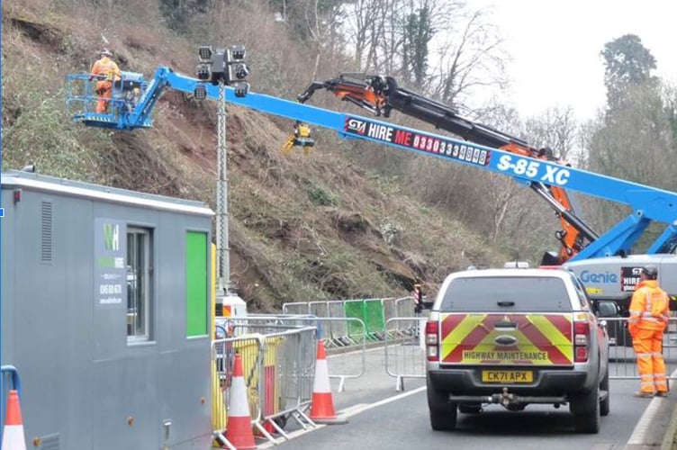 Morgan Sindall carefully removing all undergrowth from the hillside immediately above and beside the rockfall. 
