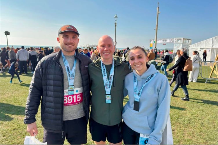 Toby Dickens, left, ran a half marathon PB