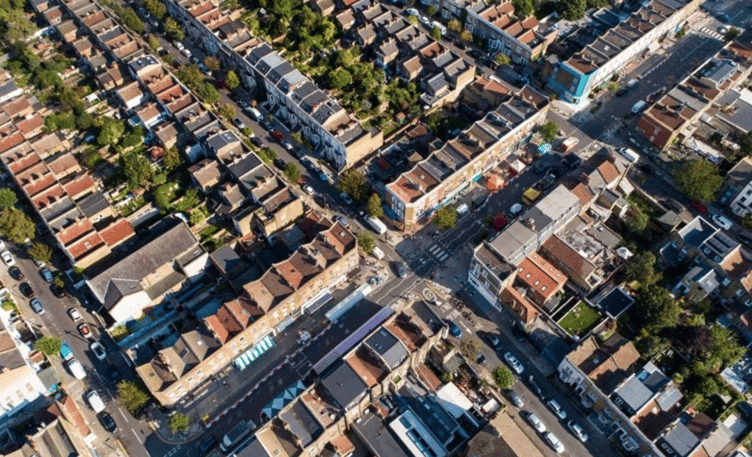 Aerial view dense housing