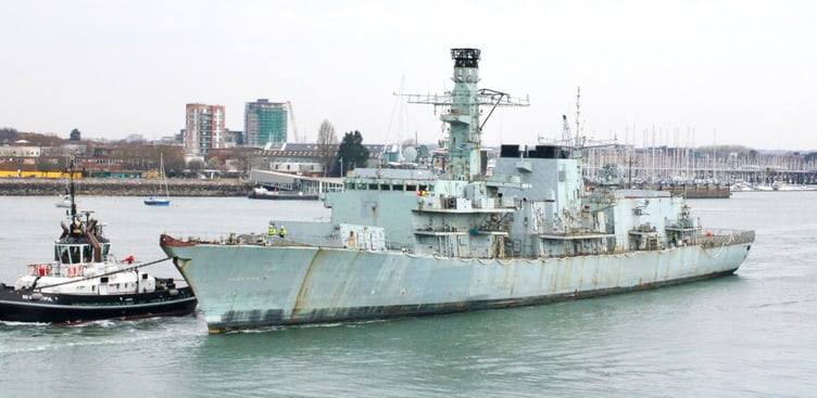 HMS Monmouth heads out on its last voyage.