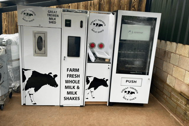 Vending machine provides fresh milk at Symonds Yat