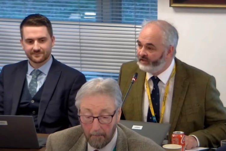Coun Nick Mason (right) with fellow Herefordshire councillors Dan Hurcomb (left) and Barry Durkin (YouTube / Herefordshire Council)