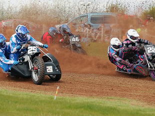 Grass track riders make hay before rain stops play