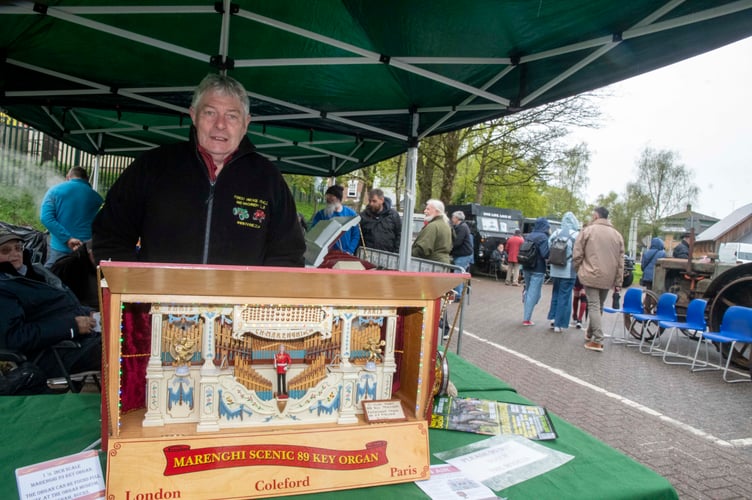 Ian Hannam of hte Forest of Dean Vintage Vehicle and Machinery Club and his 1.5-inch scale Marenghi 89-key organ.