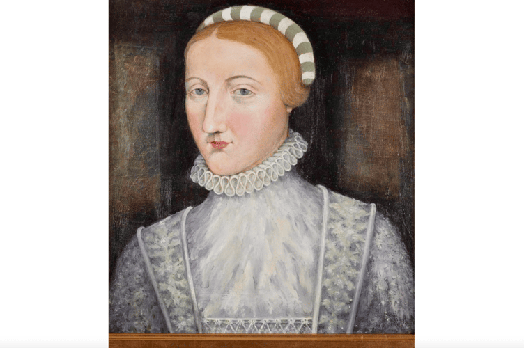 A portrait of Anne Hathaway by Roger Brien Dunn BA based on a pen drawing by Sir Nathaniel Curzon 
