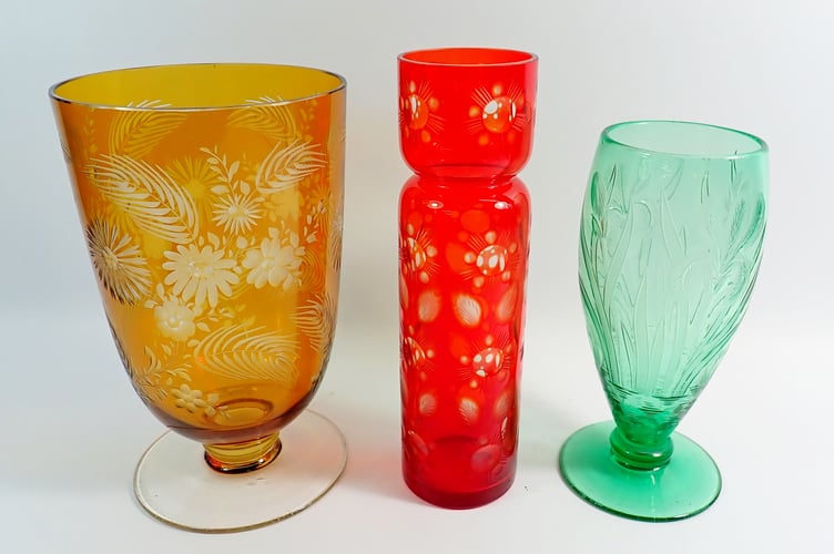 Three Vintage Glass Vases