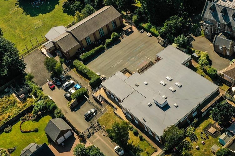Aerial view of school