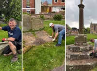 Veterans clean churchyard's gravestones for VE Day