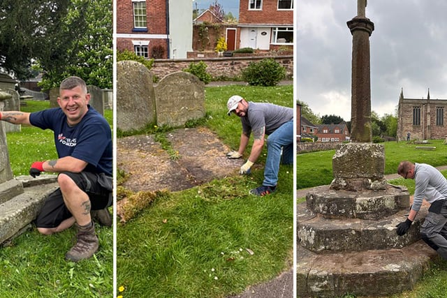 Veterans clean churchyard's gravestones for VE Day
