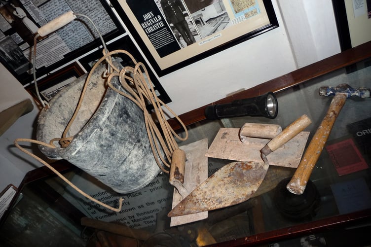 Fred West's tools on display at Littledean Jail in the Forest of Dean. Photo released May 20 2025. Objects taken from Fred and Rose West's 'House of Horrors' are on display on an exhibition dubbed 'sickening' - including torture whips and the tie Fred used to kill his victims. Photos show the memorabilia at Littledean Jail in Forest of Dean, Gloucestershire - including objects taken from the serial killers' property on 25 Cromwell Street. Their house in Gloucester - where the mutilated bodies of nine young women were found - was demolished in 1996. A new docuseries from Netflix tells the horrifying story of prolific serial killer Fred West, and his wife Rose West using previously unseen footage and unheard audio tapes.